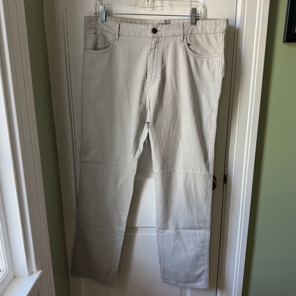 Faherty Light Grey Cotton Linen Blend 5 Pocket Men’s Pants Size 35
